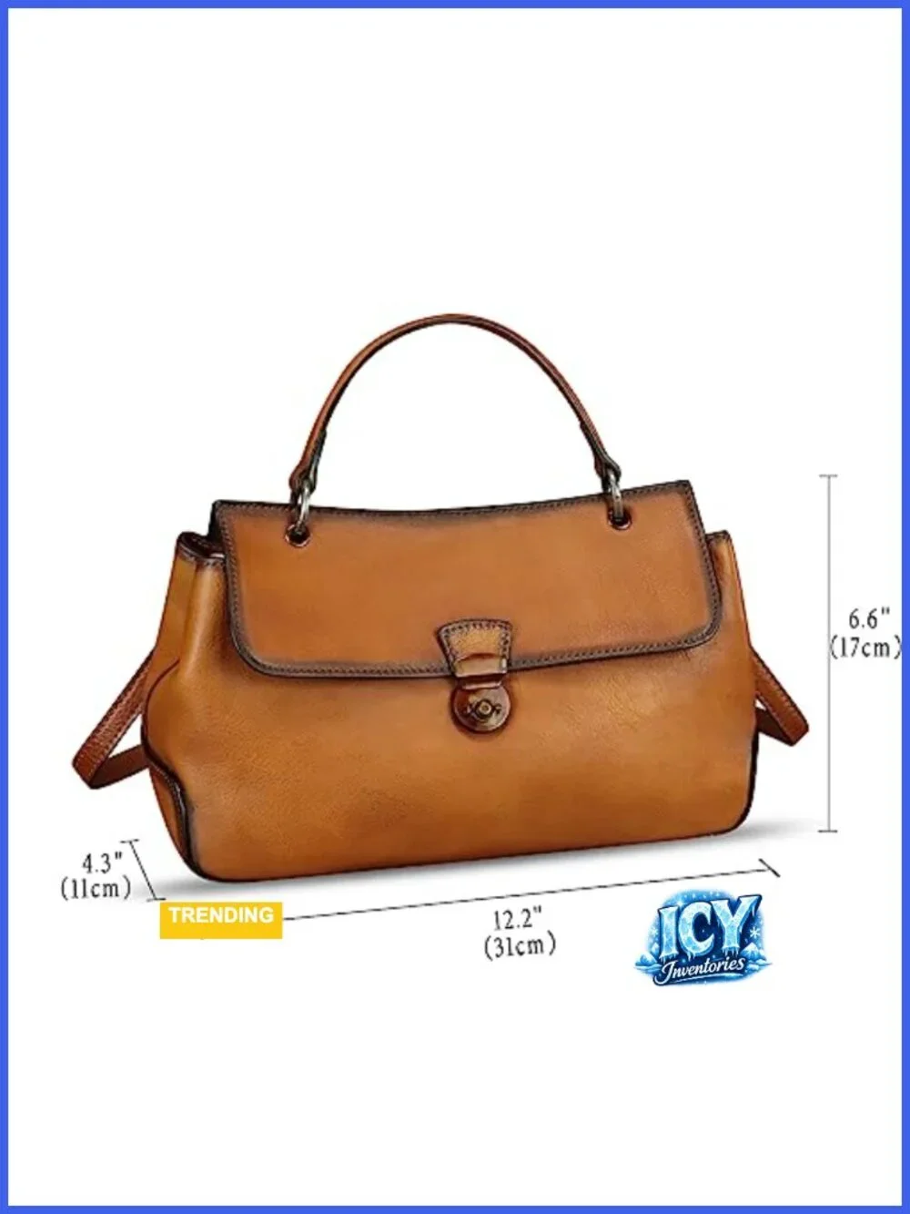 Genuine Leather Vintage Satchel Handbag Crossbody Shoulder Bag Adjustable Strap